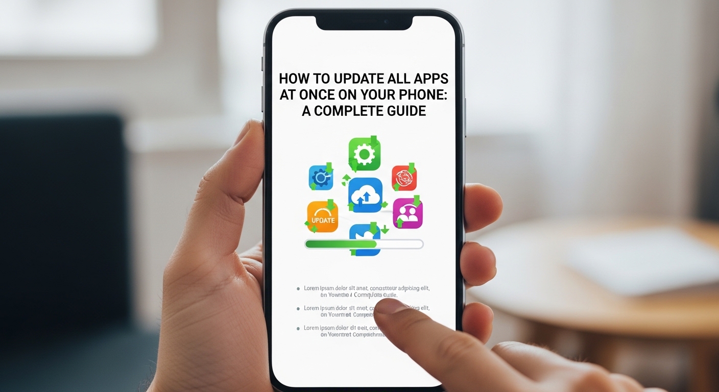 Guia de atualização de aplicativos no celular com ícones de apps